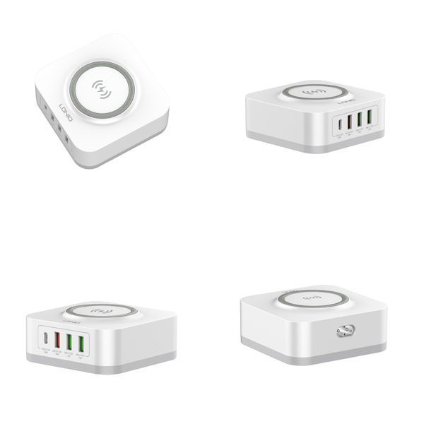 LDNIO AW004 настільна зарядна станція 5в1 з бездротовою зарядкою 15W, PD 30W та QC 3.0, головне фото