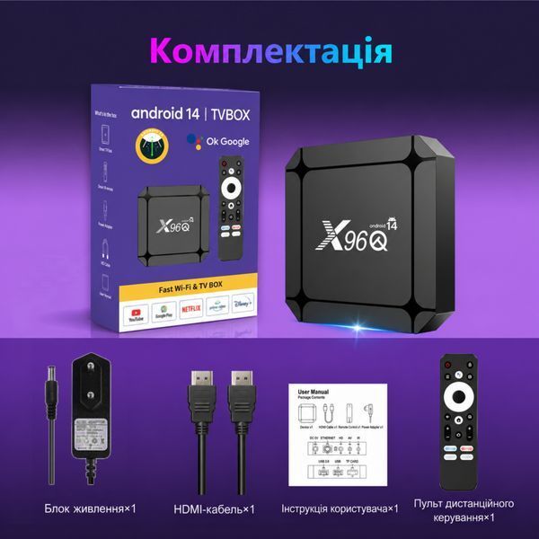 X96Q RK3518 (2/16GB, Android 14, Wi-Fi 6, голосовий пульт) &mdash; Android TV смарт-приставка, головне фото