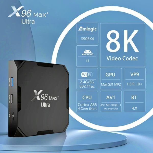 X96 Max+ Ultra (4/32GB, S905X4, Wi-Fi 2.4/5GHz) &mdash; Android TV смарт-приставка, головне фото
