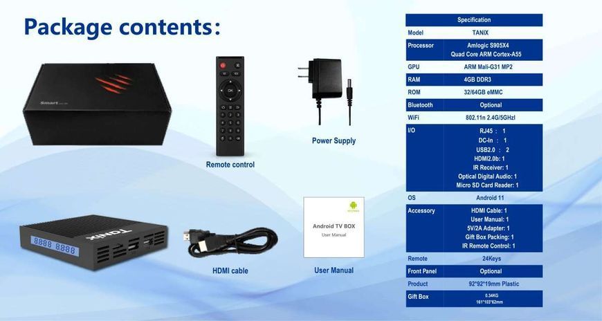 Tanix X4 (4/32GB, S905X4, Android 11, Wi-Fi 2.4/5GHz) &mdash; Android TV смарт-приставка, головне фото