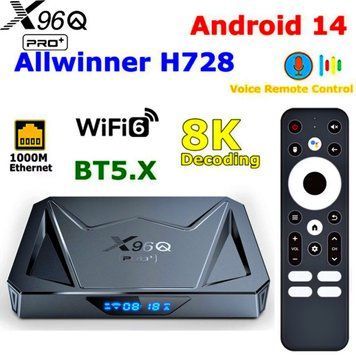 X96Q Pro+ Plus (4/32GB, Allwinner H728, Android 14, Wi‑Fi 6) &mdash; Android TV смарт-приставка, головне фото