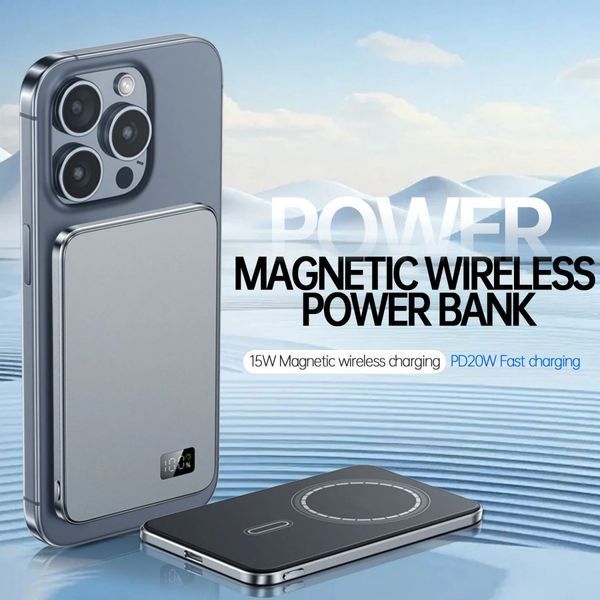 Powerbank 10000 mAh MagSafe F20 &mdash; магнітний повербанк 20W з бездротовою зарядкою, Slim 14 мм, головне фото