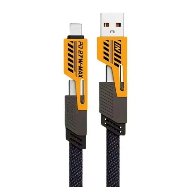 Зарядний кабель 4-в-1 PD 65W (1.5 м, USB/Type-C &rarr; Type-C/Lightning), нейлонова оплітка, головне фото
