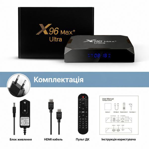 X96 Max+ Ultra (4/64GB, S905X4, Wi-Fi 2.4/5GHz) &mdash; Android TV смарт-приставка, головне фото