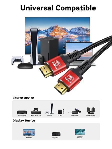 Кабель HDMI 2.1 8K UHD 1.5 м (4K, HDR, нейлонова оплітка), головне фото