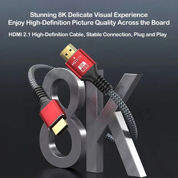 Кабель HDMI 2.1 8K UHD 1.5 м (4K, HDR, нейлонова оплітка), головне фото
