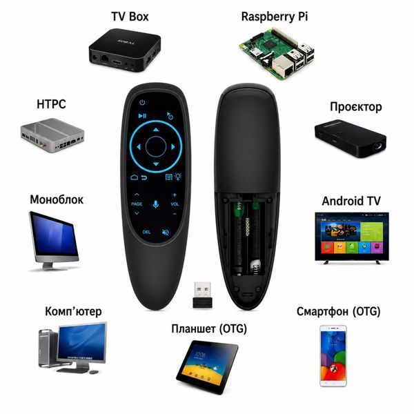 Аеропульт G10S Pro BT (BTS) 2.4G + Bluetooth (гіроскоп, мікрофон, підсвітка), головне фото