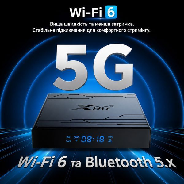 X96 NEX (4/32, S905Y5, Android 14, голосовий пульт) &mdash; Android TV смарт-приставка, головне фото