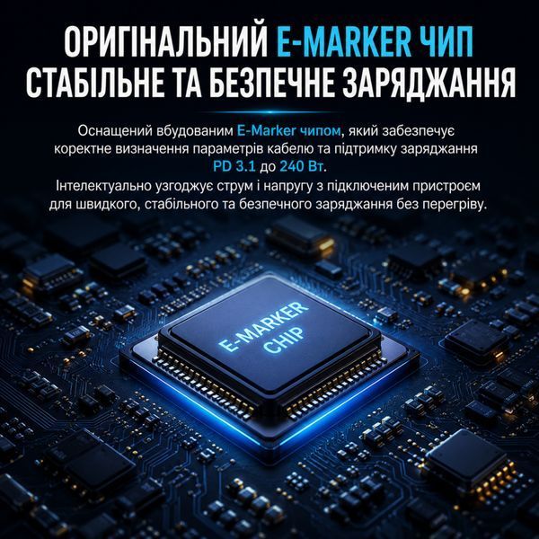 Alerion USB-C &mdash; USB-C кабель 240W з LED-дисплеєм 1м (PD 3.1, 5A), головне фото